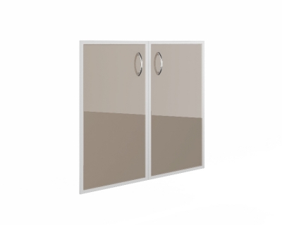 Дверь средняя стекло тонированное в алюминевой рамке (2 шт.)