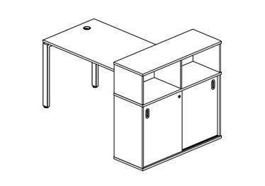 Стол письменный на П-образном м/к с опорным шкафом-купе