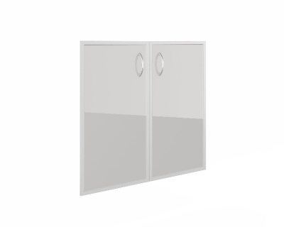 Дверь средняя стекло САТИН в алюминевой рамке (2 шт.) 