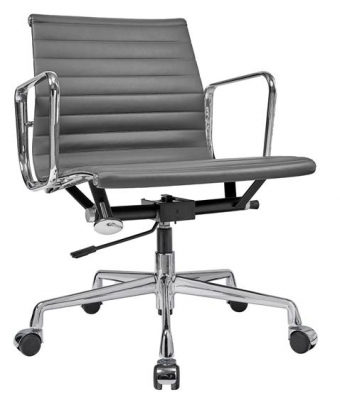 Кресло Eames Style Ribbed Office Chair EA 117 (кожа графит)