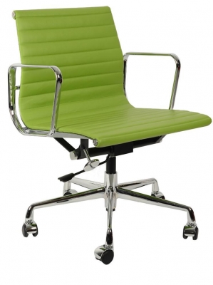 Кресло Eames Style Ribbed Office Chair EA 117 (салатовая кожа)