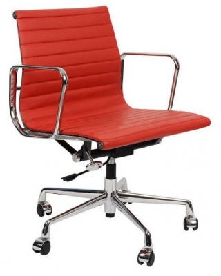 Кресло Eames Style Ribbed Office Chair EA 117 (красная кожа)