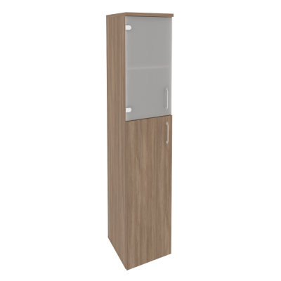 Шкаф высокий узкий (L/R) (1 средний фасад ЛДСП + 1 низкий фасад стекло)