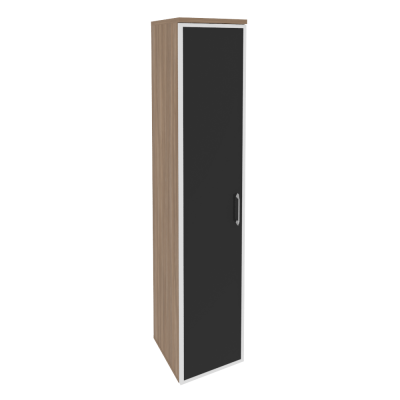 Шкаф высокий узкий (L/R) (1 высокий фасад стекло лакобель в раме)