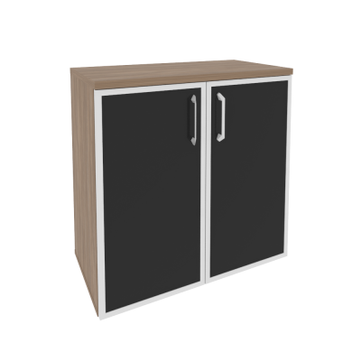 Шкаф низкий широкий (2 низких фасада стекло лакобель в раме)