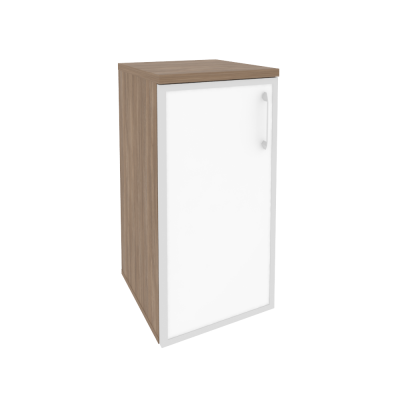 Шкаф низкий узкий (L/R) (1 низкий фасад стекло лакобель в раме)