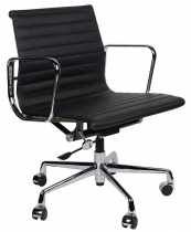 Кресло Eames Style Ribbed Office Chair EA 117 (черная кожа)