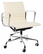 Кресло Eames Style Ribbed Office Chair EA 117 (кремовая кожа)